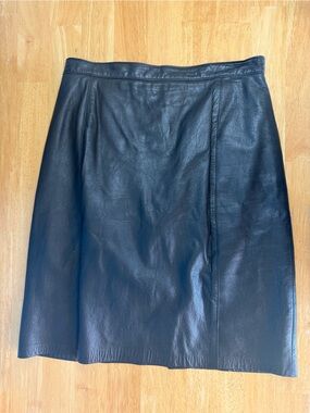 Vintage Black Leather Pencil Skirt - Women's